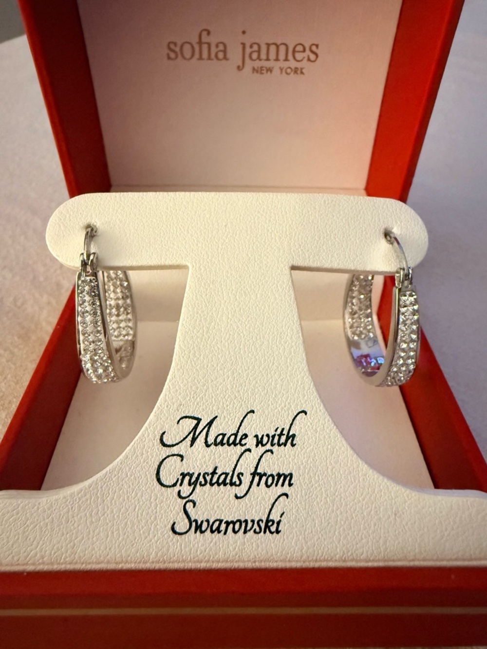 Silver Crystal Hinged Hoop Earrings made with Swarovski Crystals